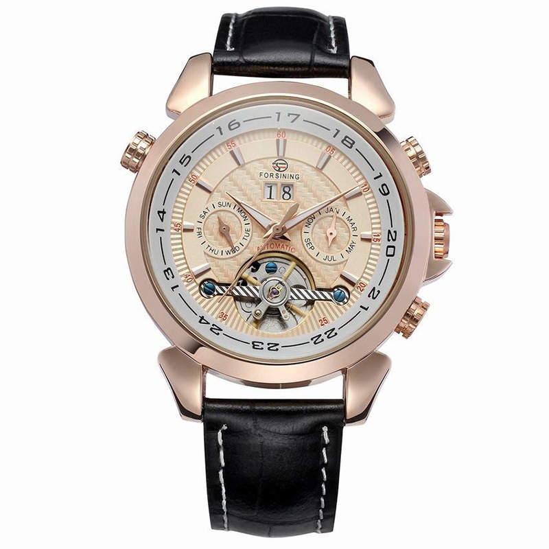 C2C Luxury Tourbillion Genuine Leather Automatic & Mechanical Men Watch