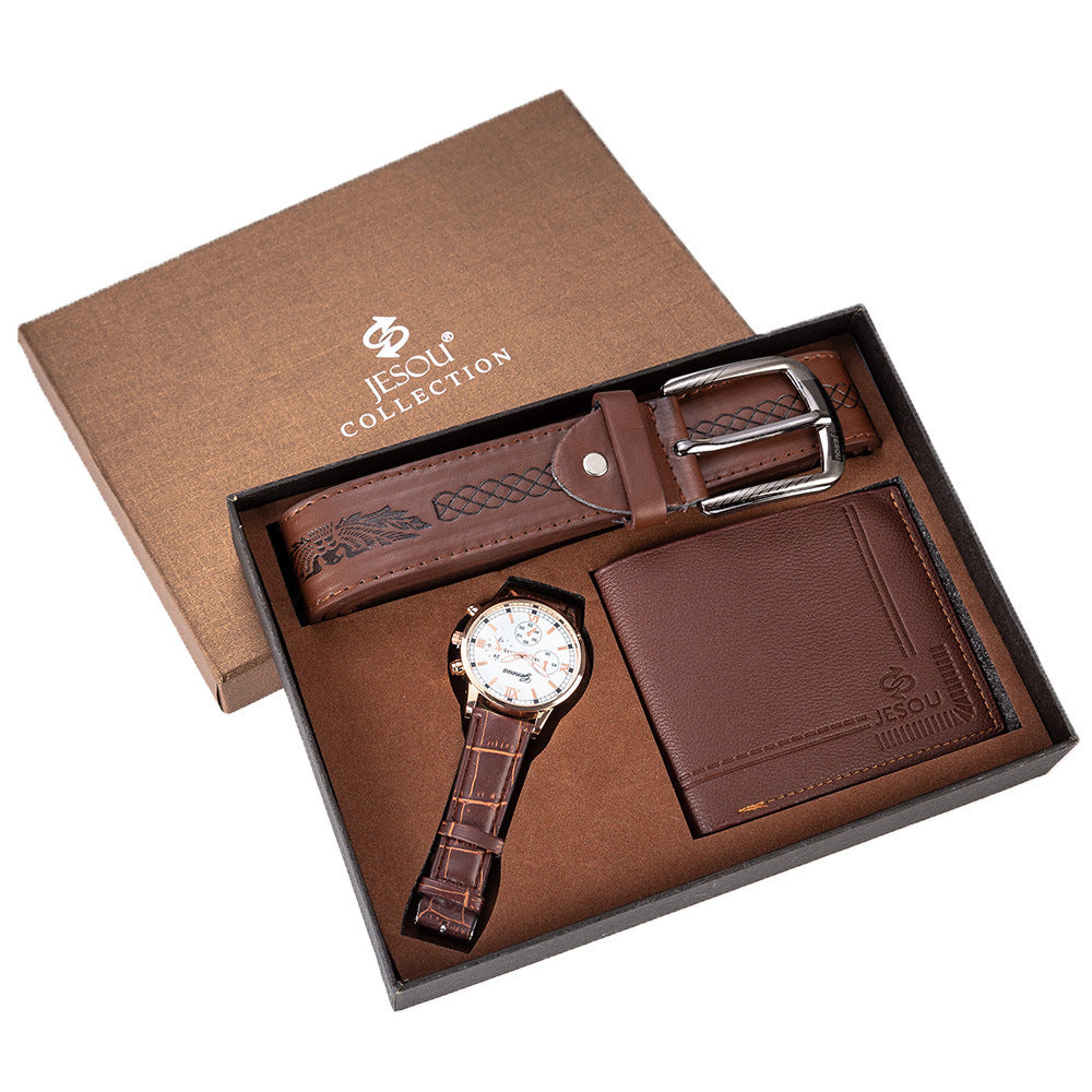 C2C Leather Belt, Wallet & Men Watch-Creative Combination Set