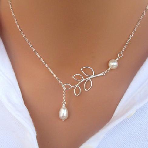 C2C Pearls Of Joy Lariat Necklace In White Gold And Yellow Gold Plating