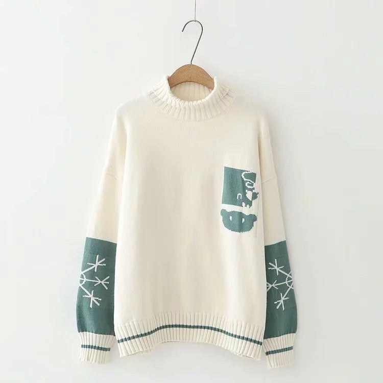 C2C High Collar Cotton Thickened Fresh & Sweet Ladies Sweater
