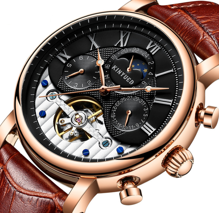 C2C Automatic & Mechanical Skeleton Moon Phase Mens Watch