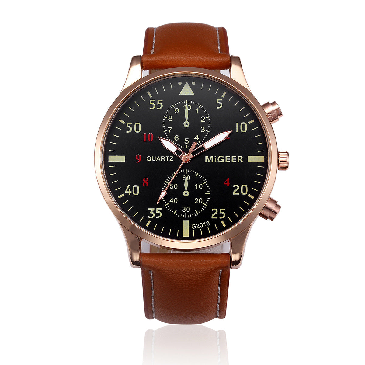 C2C Retro Leather Band Analog Alloy Quartz Wrist Men Watch