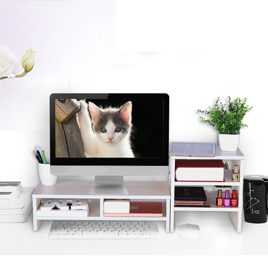 C2C Monitor Stand Riser Keyboard Storage Rack With 3-Tier Desktop Storage Organizer