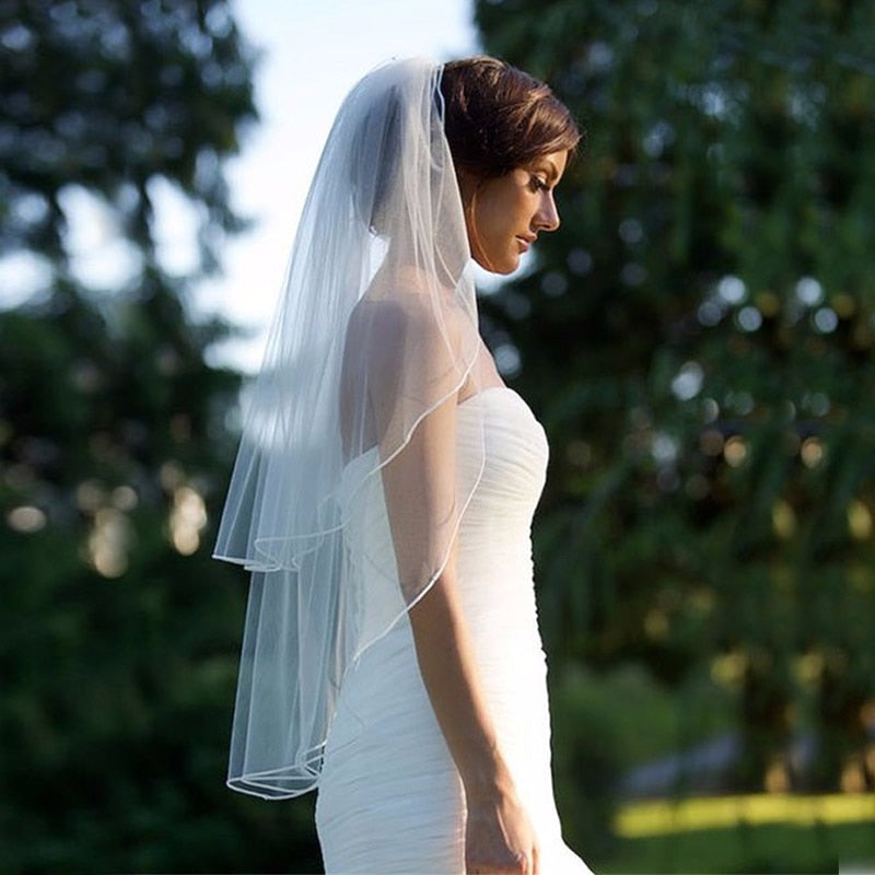 Two Layer Veil Solid Color Soft Tulle