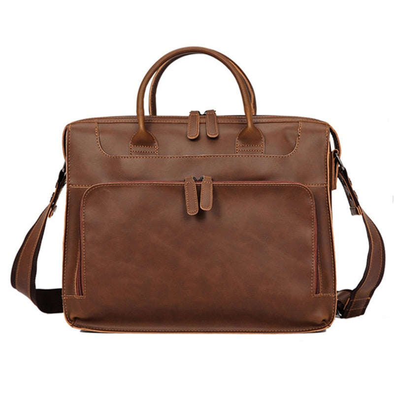 Vintage Leather Shoulder Laptop Briefcase