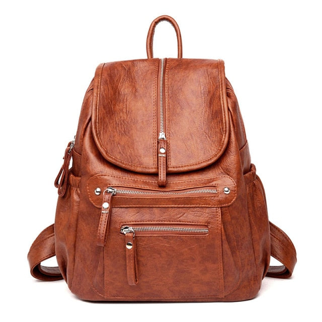 Lanyibaige Vintage Female Shoulder Leather Ladies Bagpack