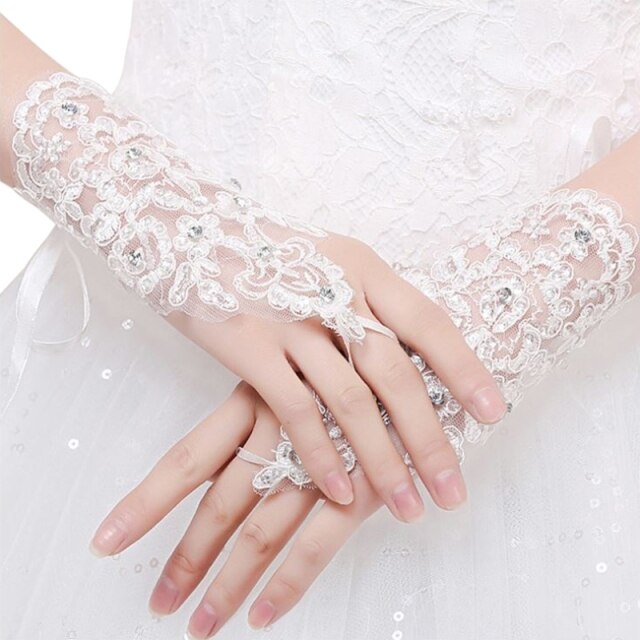C2C Mall-Bridal Elegant Short Women's Fingerless Gloves-Wedding Accessories