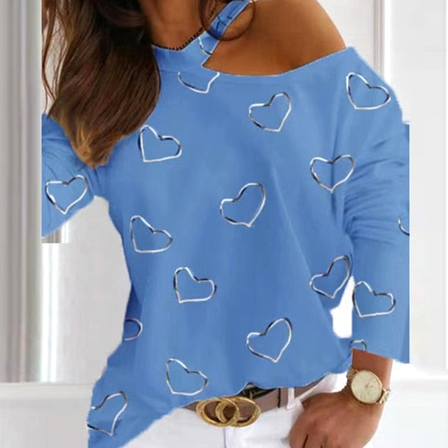 C2C Mall-Chiffon Elegant Halter Long Sleeve Off Shoulder Ladies Blouse