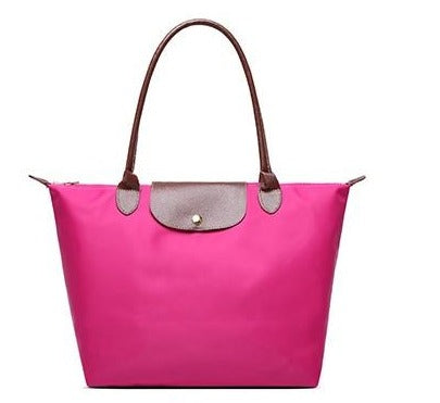 C2C Waterproof Nylon and Leather Shoulder Ladies Handbag