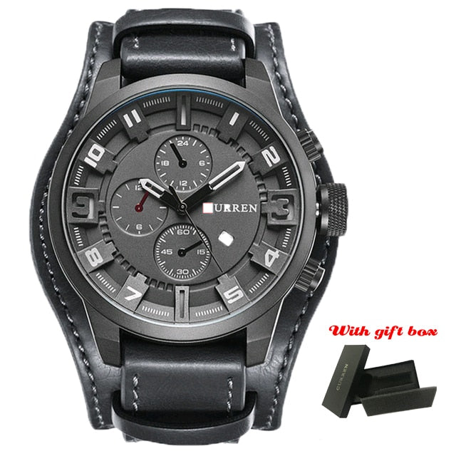 C2C CURREN Sport Military & Leather Strap Quartz Business Men Watch