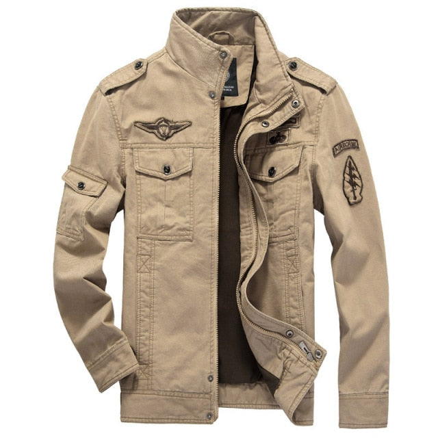 HANQIU Cotton Military Mens Jacket