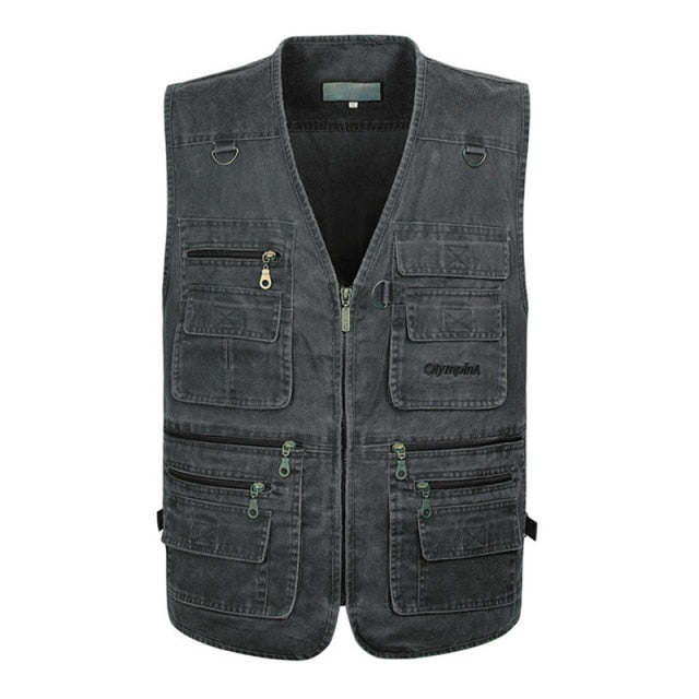New Male Multi Pocket Casual Summer Cotton Sleeveless Vest