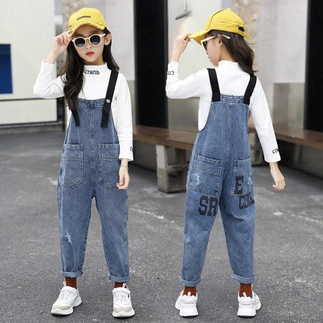 C2C Denim Blue Girls Jeans Jumpsuits