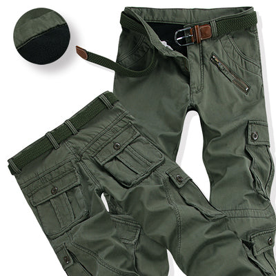 Men’s Winter Pant Thick Warm Cargo Pant Casual Fleece Pocket Fur Trouser Plus Size Brushed Fashion Loose Baggy Joger Worker Male