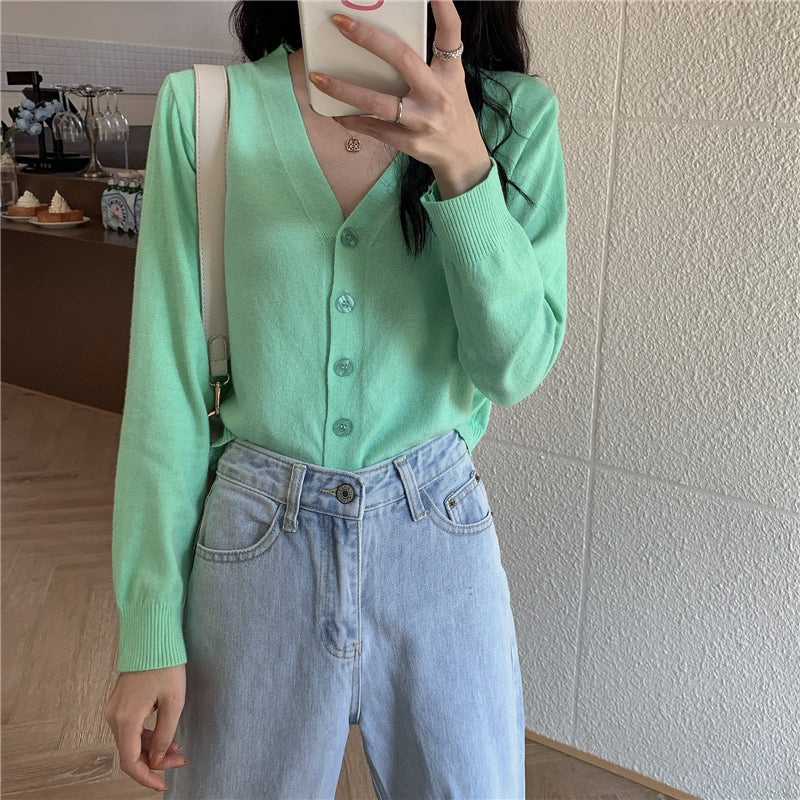Thin long-sleeved knitted sweater cardigan jacket