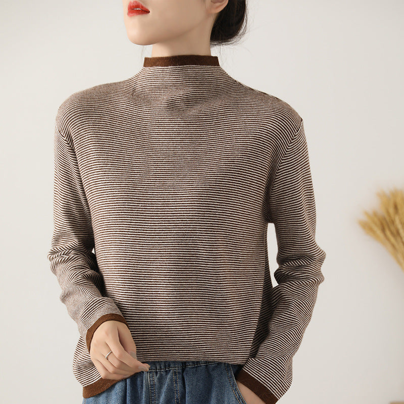 Half high neck loose sweater