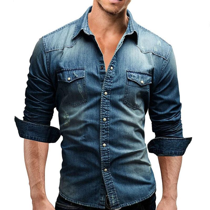 Men's Long Sleeve Shirt Casual Solid Slim Fit