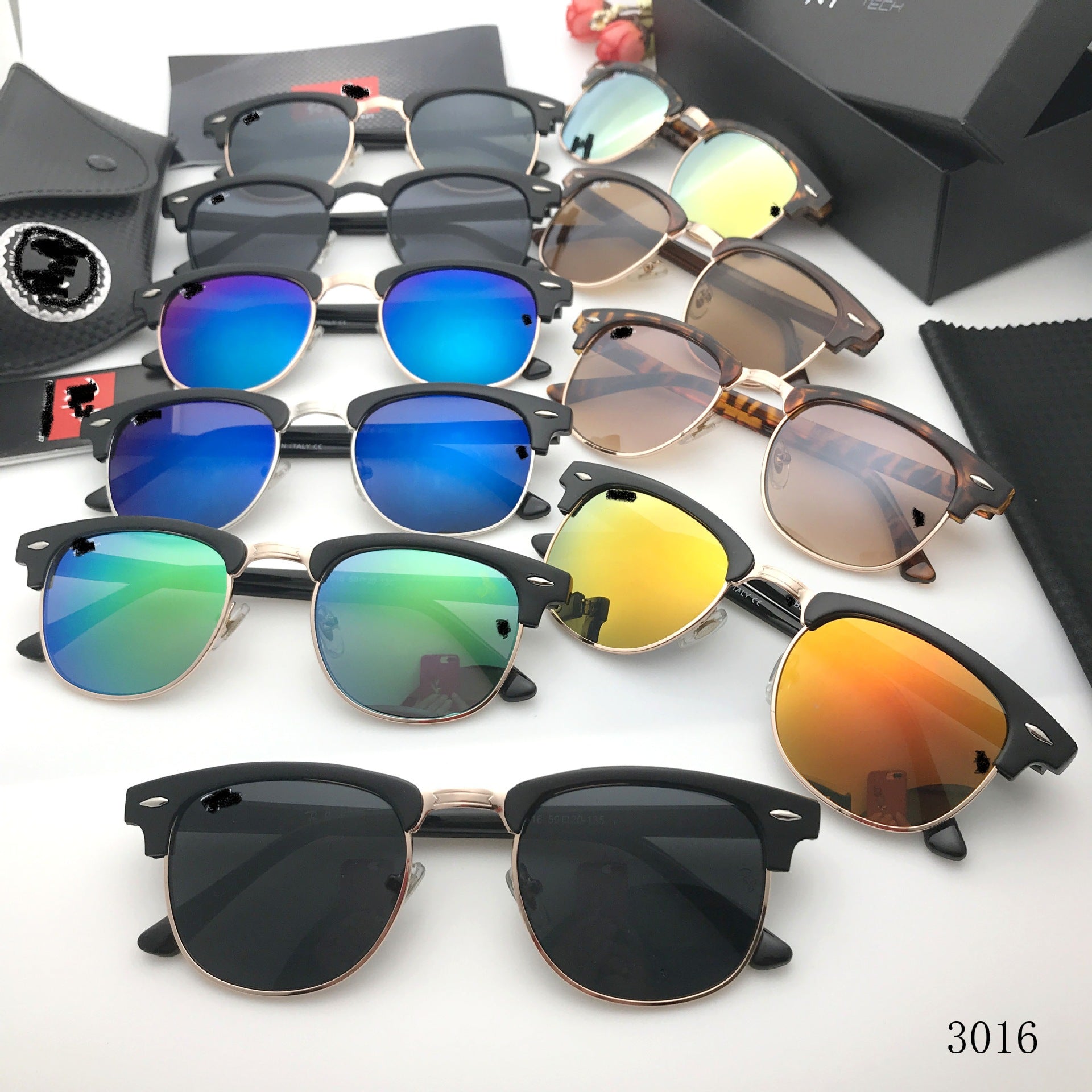 C2C Fashion color film eyebrow frame full frame anti-UV sunglasses