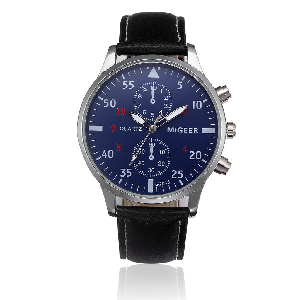 C2C Retro Leather Band Analog Alloy Quartz Wrist Men Watch
