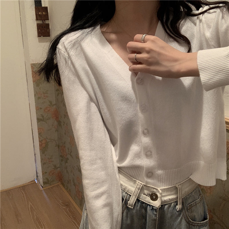 Thin long-sleeved knitted sweater cardigan jacket