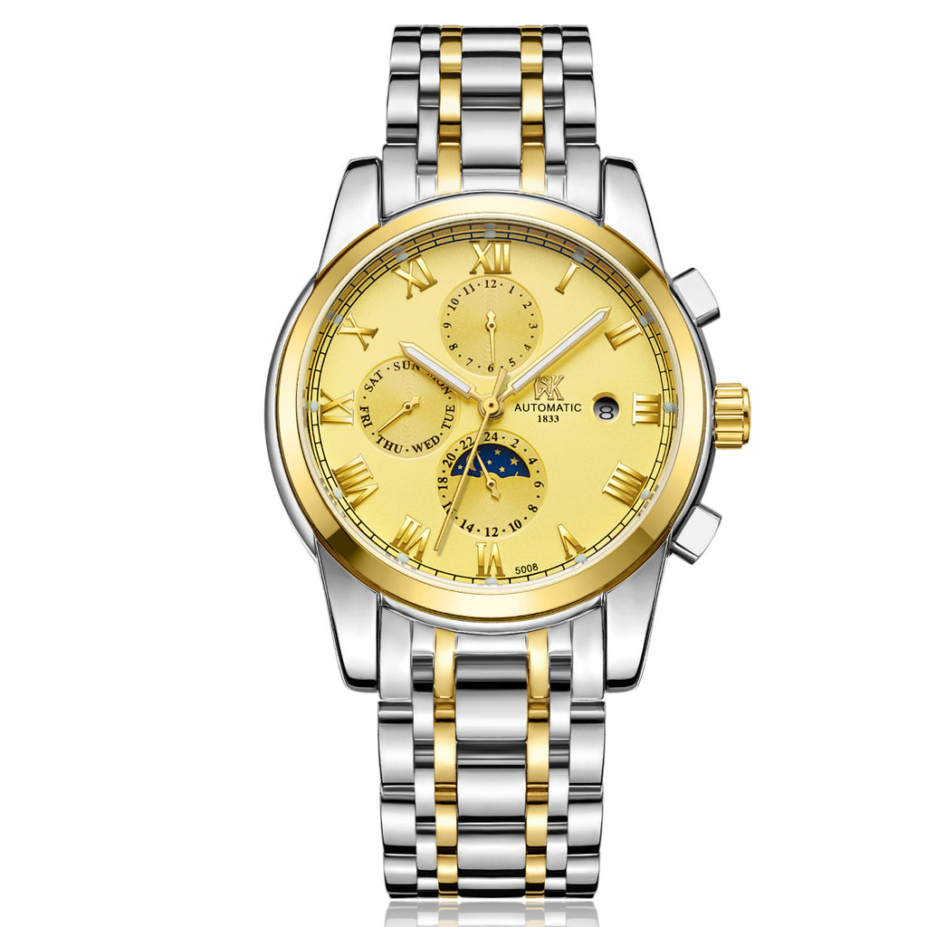 The new WSK Weisikai automatic mechanical watches Mens Genuine high-end business waterproof luminous Steel Watch