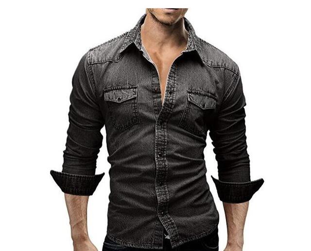 Men's Long Sleeve Shirt Casual Solid Slim Fit