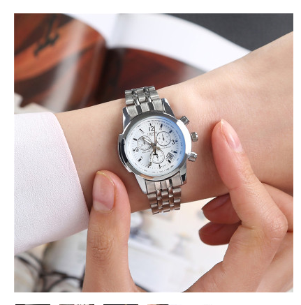 C2C Luxury Leather Blue Ray Glass Quartz Analog Watch