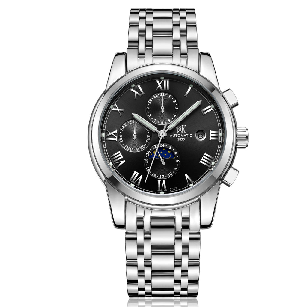 The new WSK Weisikai automatic mechanical watches Mens Genuine high-end business waterproof luminous Steel Watch