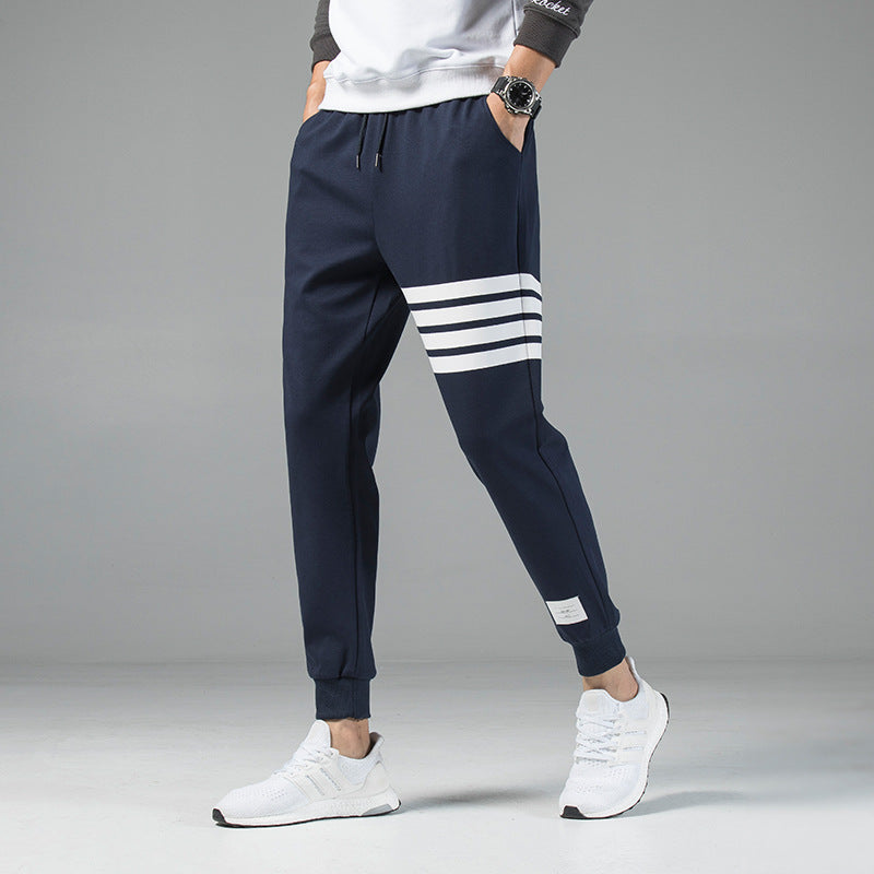 C2C Men's Ankle Feet Striped Sport Trouser Pants
