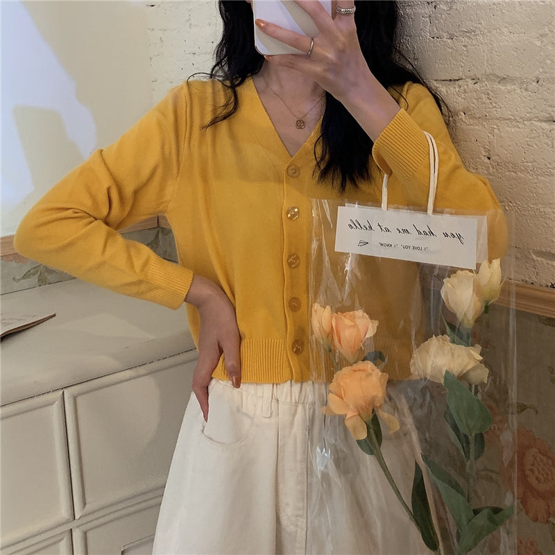 Thin long-sleeved knitted sweater cardigan jacket