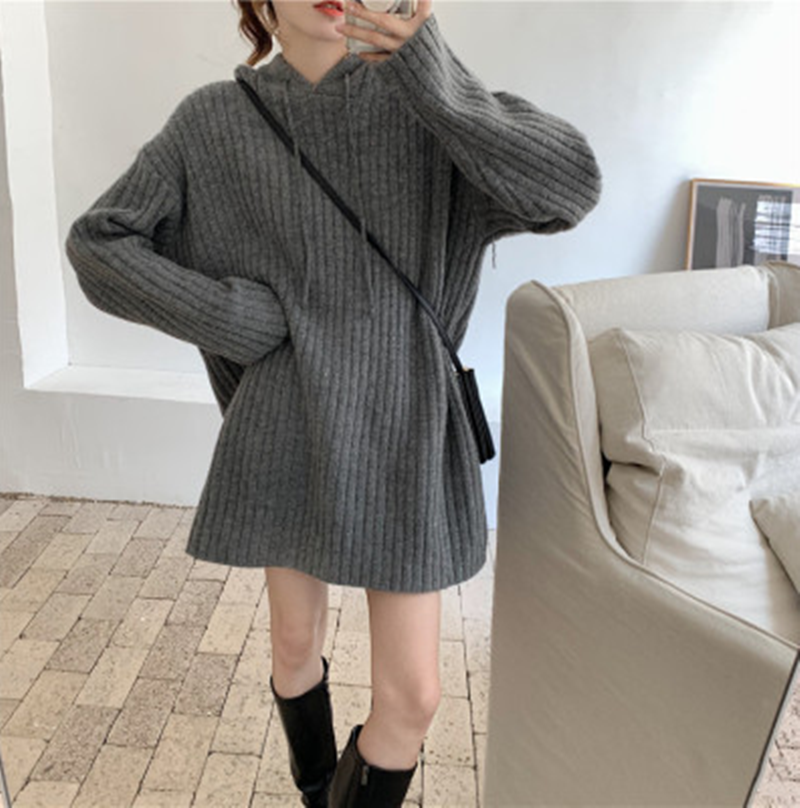 Hooded Mid-length Sweater Women Loose