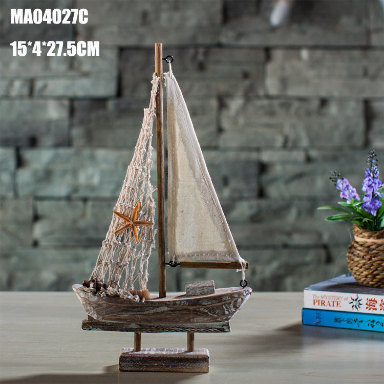 C2C Home Decoration Antique Fishing Boat Model Creative Home Decoration