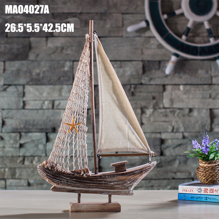 C2C Home Decoration Antique Fishing Boat Model Creative Home Decoration