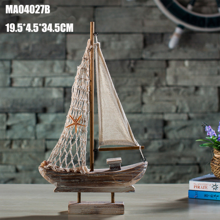 C2C Home Decoration Antique Fishing Boat Model Creative Home Decoration