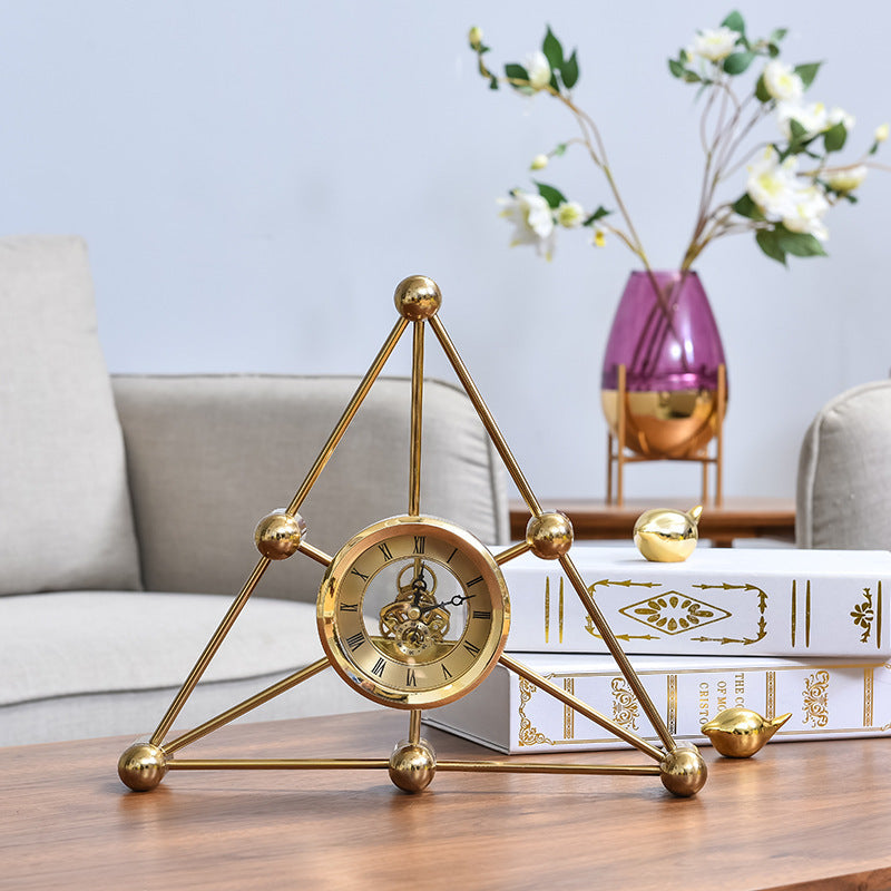 C2C Home Furnishings Office Exhibition Hall Metal Handicraft Triangle Clock