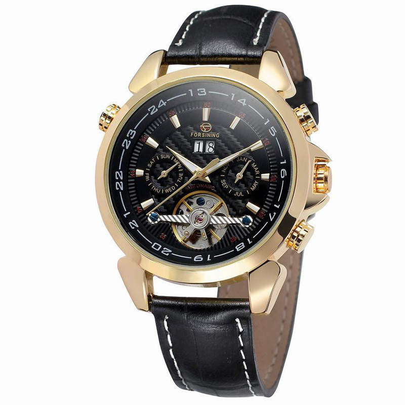 C2C Luxury Tourbillion Genuine Leather Automatic & Mechanical Men Watch