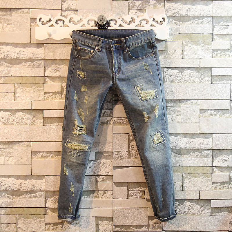 C2C Ripped  Ankle Jeans Men's Summer Pants