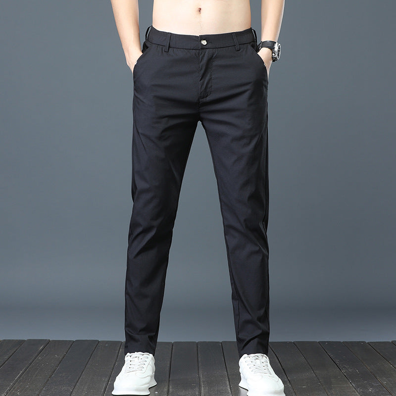 C2C Men's Straight Leg Solid Color Casual Trousers