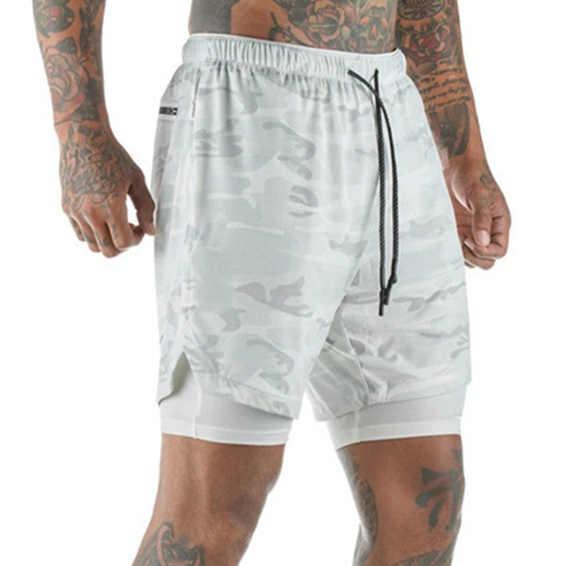 C2C Men's Double-Layer Running Mesh Fitness Shorts