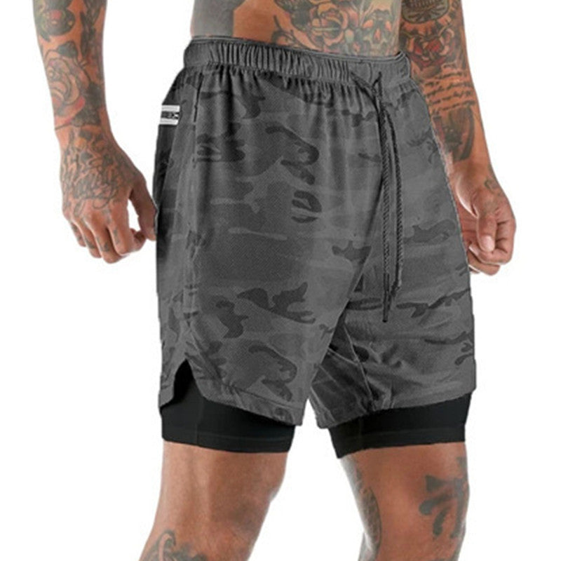 C2C Men's Double-Layer Running Mesh Fitness Shorts