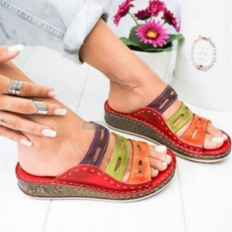 C2C Summer 3 Color Stitching Ladies Casual Sandals