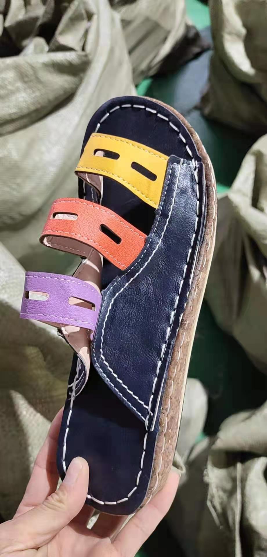 C2C Summer 3 Color Stitching Ladies Casual Sandals