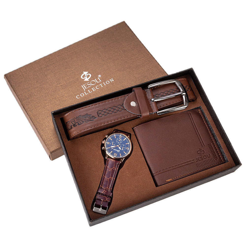 C2C Leather Belt, Wallet & Men Watch-Creative Combination Set