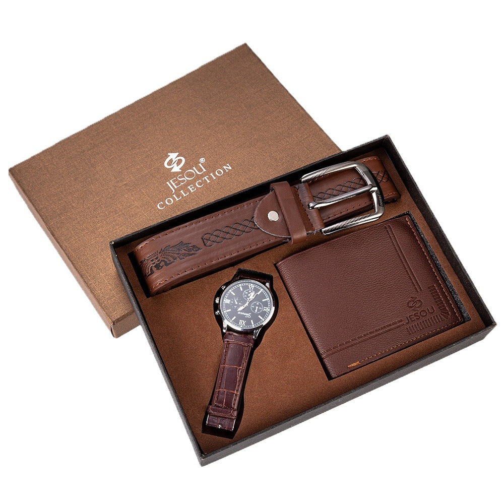 C2C Leather Belt, Wallet & Men Watch-Creative Combination Set