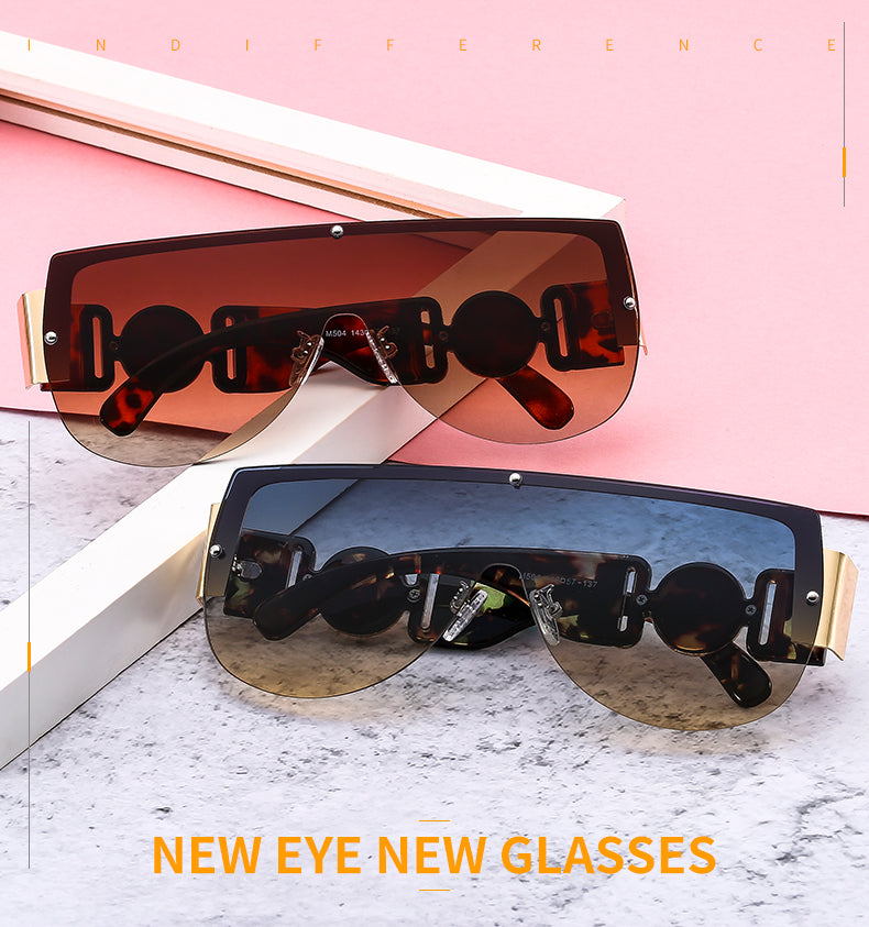 C2C Semicircle Metal Half Frame Futuristic Outdoor Men & Women Sunglasses