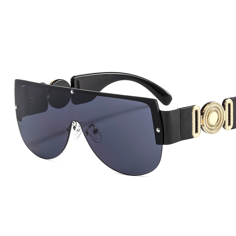 C2C Semicircle Metal Half Frame Futuristic Outdoor Men & Women Sunglasses