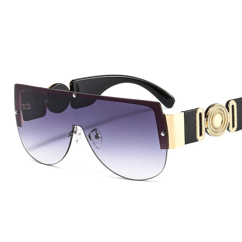 C2C Semicircle Metal Half Frame Futuristic Outdoor Men & Women Sunglasses