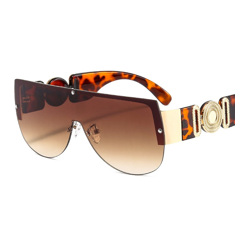 C2C Semicircle Metal Half Frame Futuristic Outdoor Men & Women Sunglasses