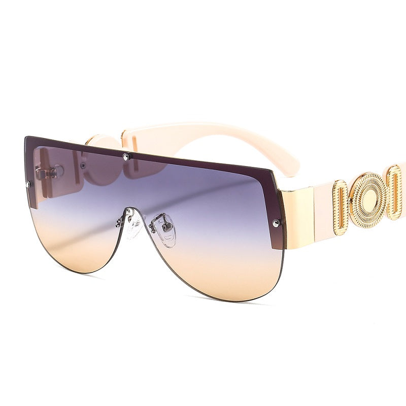 C2C Semicircle Metal Half Frame Futuristic Outdoor Men & Women Sunglasses