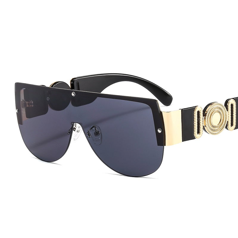 C2C Semicircle Metal Half Frame Futuristic Outdoor Men & Women Sunglasses